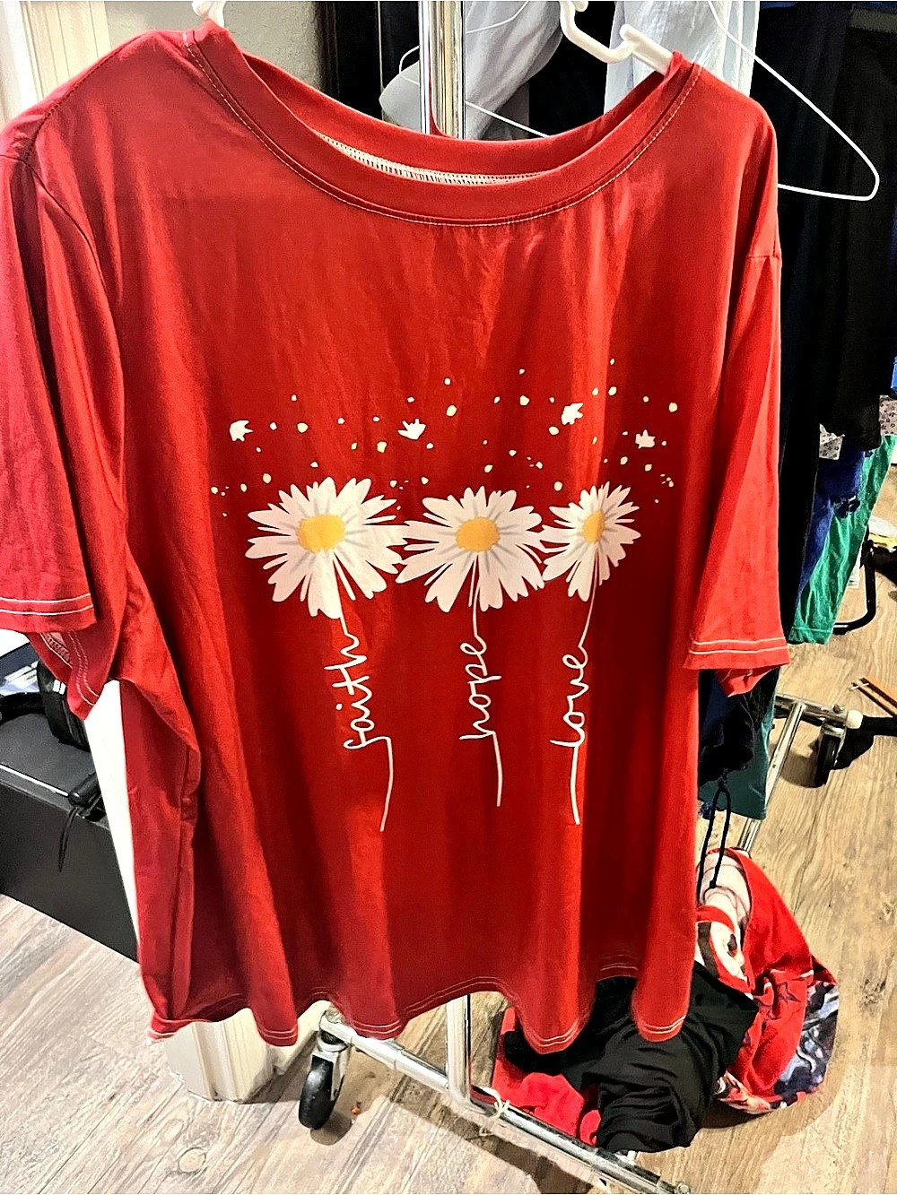 Floral Short Sleeve Tee Red Size 4XL by shein